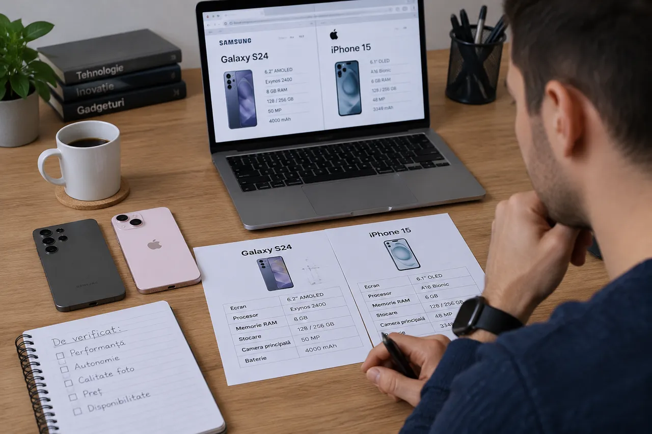 verificare informații comparator telefoane și alegere documentată